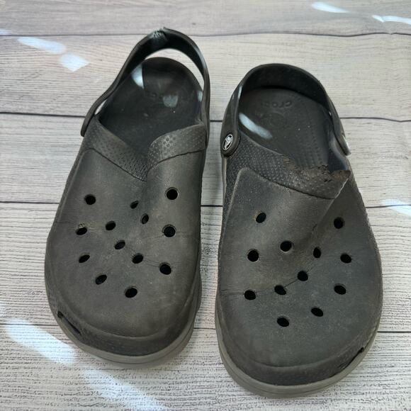 Crocs Duet Sport Black Slide On Clogs Men Size 9 Women Size 11 - Picture 7 of 9